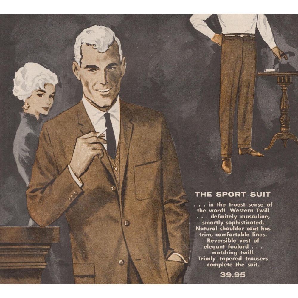 Vintage 1960 Day's Sport Suit Mid Century‎ Men's Fashion Sportswear Print Ad